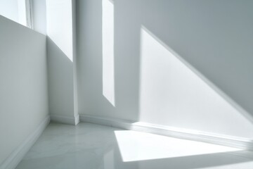 Fototapeta premium Bright white interior corner with soft shadows