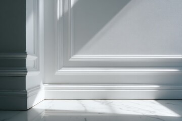 Fototapeta premium Bright white interior corner with soft shadows