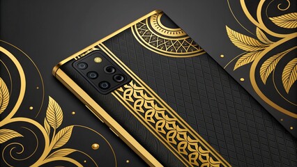 Golden Crest on Black Leather