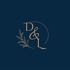 DL Initial Wedding Monogram Logo with Minimalistic Style