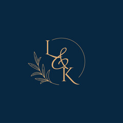LK Initial Wedding Monogram Logo with Minimalistic Style