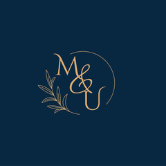 MU Initial Wedding Monogram Logo with Minimalistic Style
