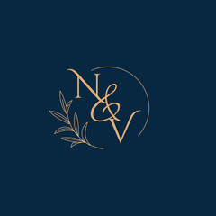 NV Initial Wedding Monogram Logo with Minimalistic Style