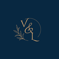 VL Initial Wedding Monogram Logo with Minimalistic Style
