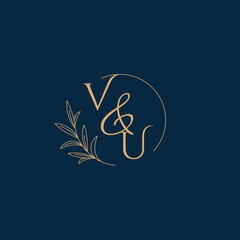 VU Initial Wedding Monogram Logo with Minimalistic Style