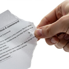 Hand Ripping Contract: Freedom from Agreement in High-Detail Macro, 8K Resolution.
