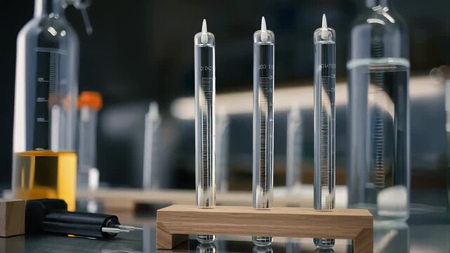 Precision Hydrometers Positioned in a Lab Setting for Accurate Liquid Measurements