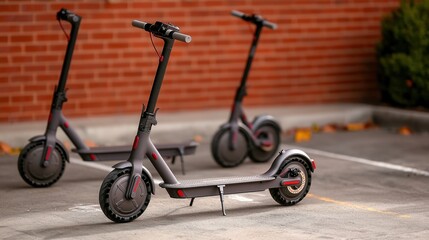Electric Scooters Available in Parking Lot for Convenient Urban Transportation and Short-Distance Travel