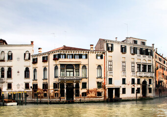 Naklejka premium Faded Venetian Palaces on the Grand Canal, Venice