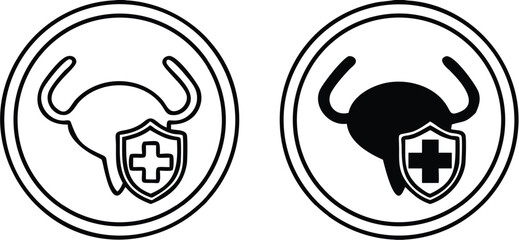 Labels Protect Urinary Tract. Black and White Vector Icons. Cat's Food Properties. Food Packaging Sticker
