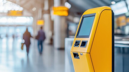 Customer Support Kiosk at Transport Hub Assisting Travelers with Easy Check-in and Information Access