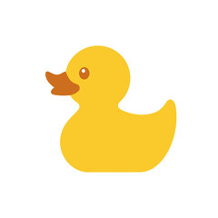 Simple cartoon illustration of a yellow rubber duck.