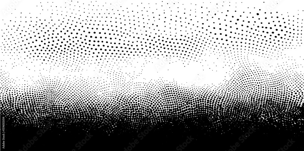 Poster raindrop patterns on a window create a textured, halftone illustration with blue light dots, forming