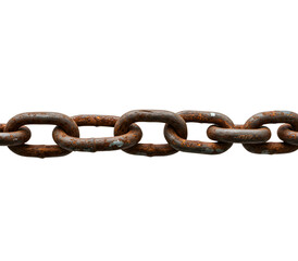 Obraz premium Rusty metal chain links symbolizing strength, durability, and connection — perfect for industrial, mechanical, and vintage concepts. Isolated on white or transparent background.