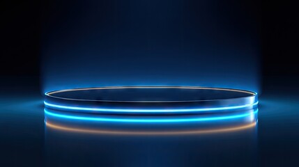 Round, glowing platform on a dark background.