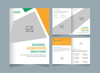 Modern school admission trifold brochure design, kids academy brochure template or corporate trifold brochure layout. Kids back to school education admission banner template