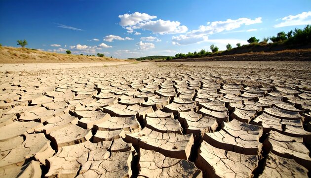 Dry cracked earth with arid landscape. - Powered by Adobe