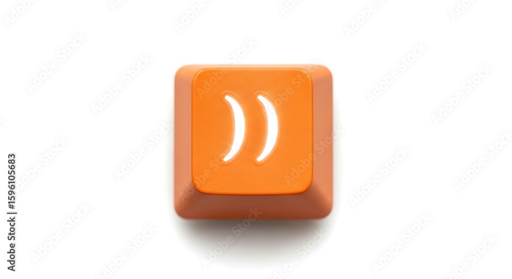 Poster orange keyboard key with double parentheses symbol
