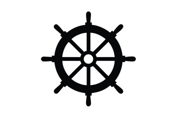 Black and White Ship Wheel Illustration for Nautical or Maritime Themes