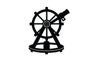 Obraz premium Antique Cannon Silhouette on Stand Isolated on White Background