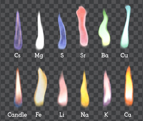 Vector flame collection with transparent background chemistry theme