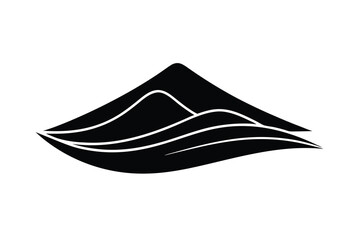 Abstract Mountain and Wave Icon in Black and White Simple Design