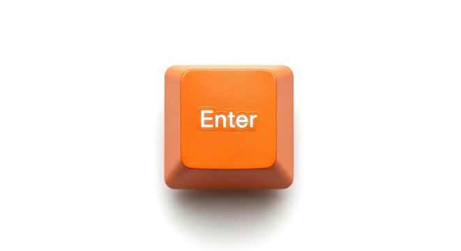 Orange Enter Key on White Background