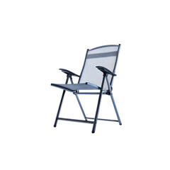 Isolated folding chair with armrests, perfect for outdoor seating and relaxation on patios, camping trips, or backyard gatherings