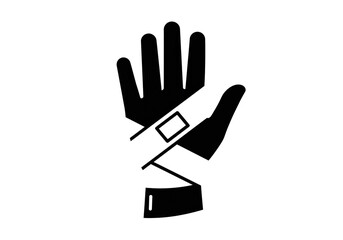 Obraz premium A black and white illustration of a hand wrapped in a bandage on a white background