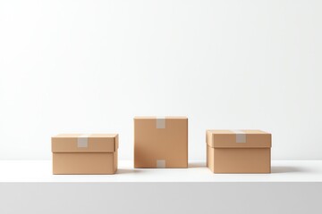 Minimalist Shipping Boxes Delivery Packages On White Background