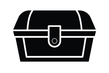 Black and White Treasure Chest Icon or Symbol Illustration