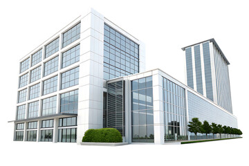 Modern business office buildings on white background on AI generated by PNG