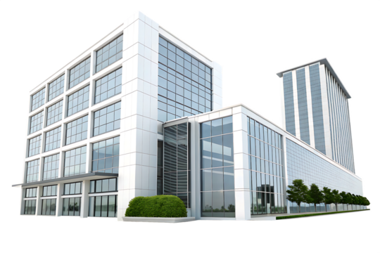 Modern business office buildings on white background on AI generated by PNG