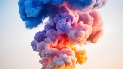 Obraz premium Vibrant swirling colorful smoke clouds abstract blue