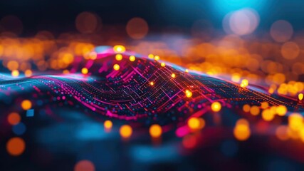 Advanced computation evolution, Kolmogorov-Arnold network, glowing digital representations, abstract geometry - Powered by Adobe