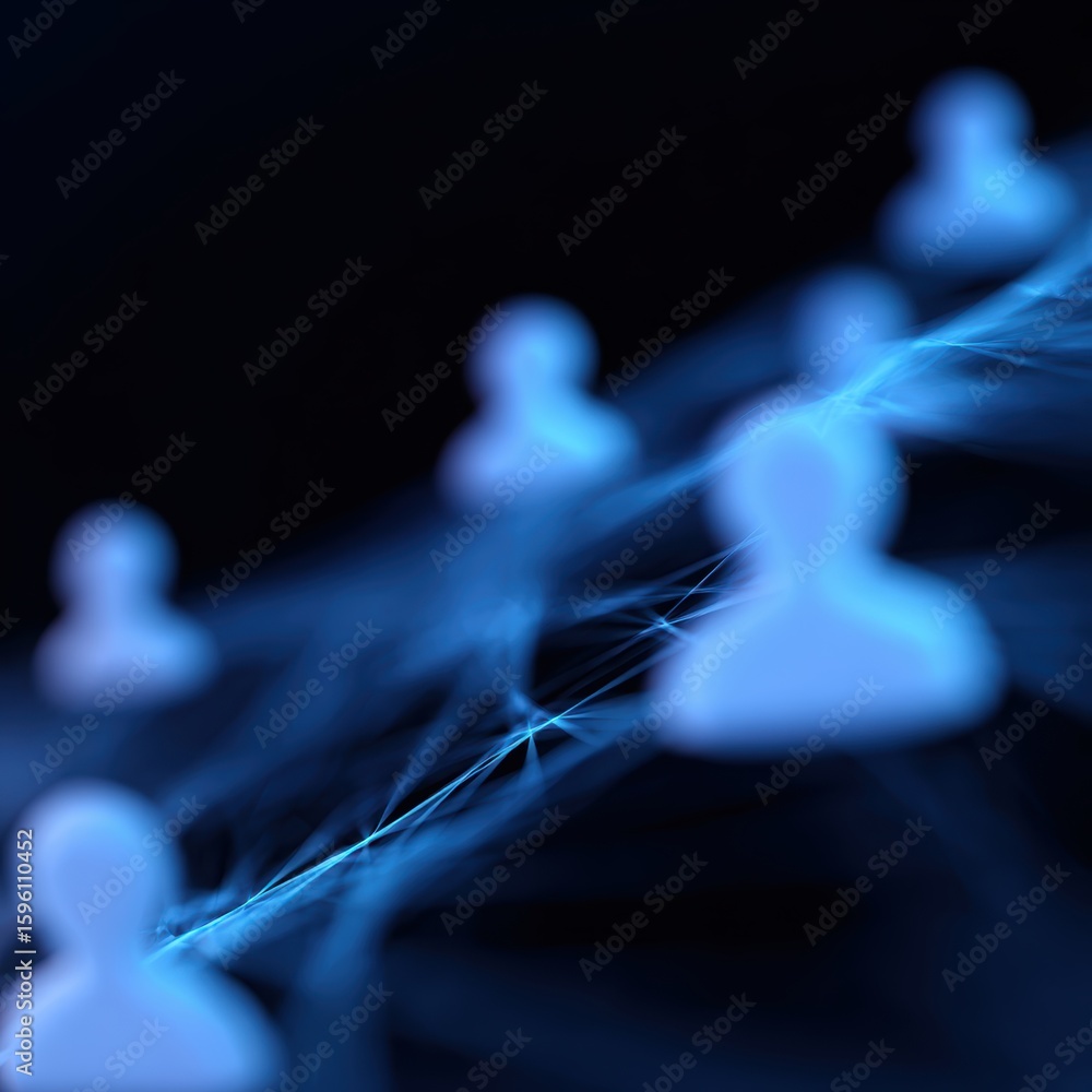 Poster abstract background: dynamic lines forming a web of interconnected user profiles, social media netwo