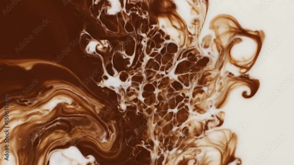 Poster brown liquid swirls with white creating intricate patterns