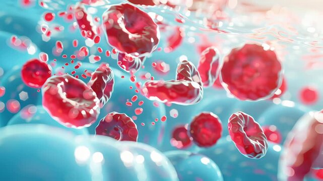 Animation of red vital fluid cell formation with a visual representation of anemia's disruption