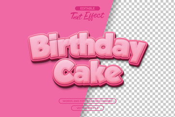 Birthday cake editable text with 3d pink text style
