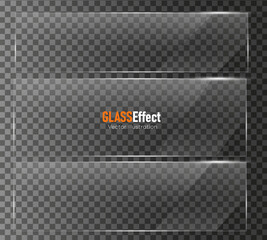 Glass plate frame Glossy window glass with reflections isolated on transparent surface	