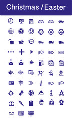 Chrismas Easter icon collection in blue colour vector