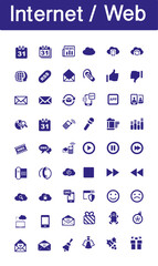 Internet and web icon collection in blue colour vector