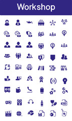 Workshop icon collection in blue colour vector