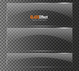 Glass plate frame Glossy window glass with reflections isolated on transparent surface	