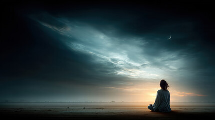Fototapeta premium Celestial Meditation Under Moonlight