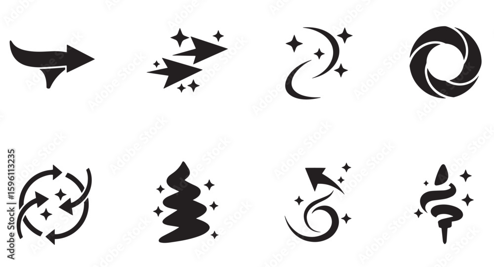Aufkleber collection of elegant black and white vector design elements with sparkles and directional symbols