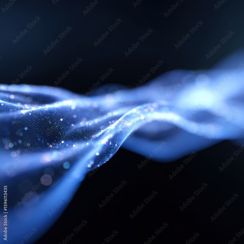 Poster abstract background: flowing light patterns representing digital streaming data, ubiquitous media co
