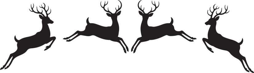Deer silhouettes vector illustration on white background. Deer silhouettes vector set