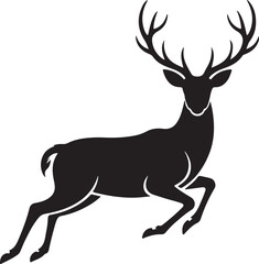 Deer silhouettes vector illustration on white background. Deer silhouettes vector set