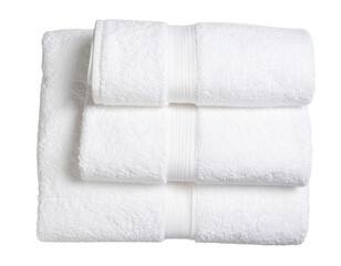  Folded White Bath Towel with Soft Texture, Top View, Isolated on White Background PNG   